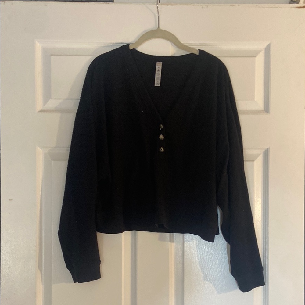 Alo Yoga Black Button-Up Top